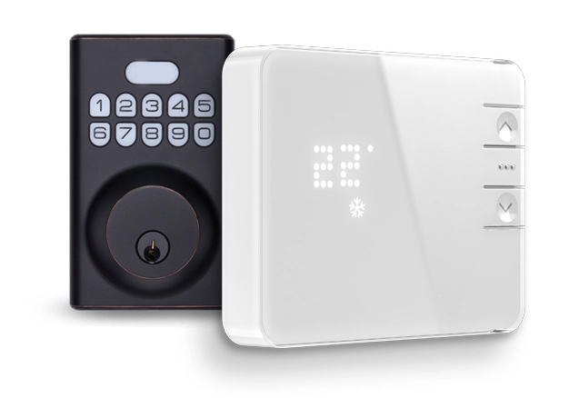 Smart locks, thermostats, motion detectors, and contacts for connected home and business security in Whitby